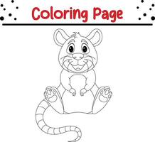 Cute mouse coloring page for kids. Animal coloring book vector