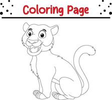 Cute tiger coloring page for kids. Animal coloring book vector