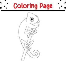 cute chameleon tree branch coloring page vector