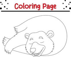 Cute bear coloring page for kids. Animal coloring book vector