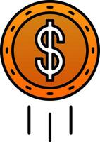 Dollar Coin Line Filled Gradient  Icon vector