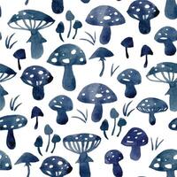 watercolor seamless pattern with mushrooms. abstract print on the theme of forest, nature. vector