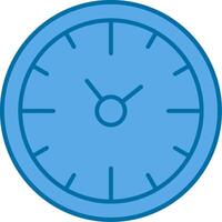 reloj hora lleno azul icono vector