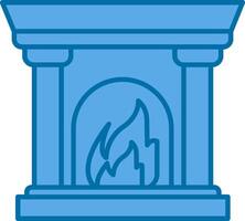 Fireplace Filled Blue  Icon vector