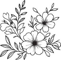 Birth flower vector illustration, beautiful Allamanda cathartica flower wall decor, hand-drawn coloring pages Allamanda cathartica flower drawing of artistic Allamanda engraved ink art