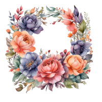 ai généré aquarelle fleur rond png