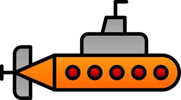 Submarine Line Filled Gradient  Icon vector