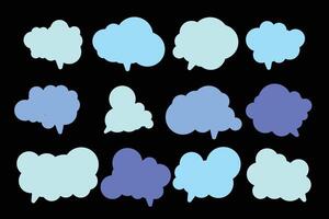 Set speech bubbles on black background. chat box or chat vector square and doodle message or communication icon Cloud speaking for comics and minimal message dialog