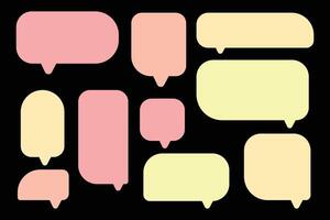 Set summer speech bubbles on black background. chat box or chat vector square and doodle message or communication icon Cloud speaking for comics and minimal message dialog