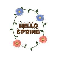 Hola primavera con temporada caligrafía. vector