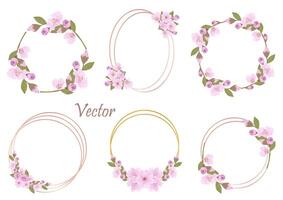 Hand-Drawn Pink Cherry Blossoms - Japan Inspired Flowers vector