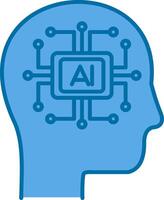 artificial inteligencia lleno azul icono vector