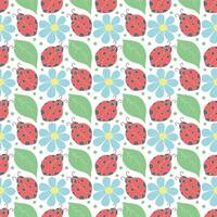 Seamless pattern with ladybugs. Summer ladybugs background vector