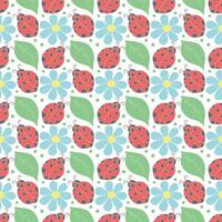 Seamless pattern with ladybugs. Summer ladybugs background vector