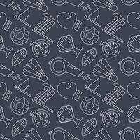 Seamless sport pattern. Background with sports icons. Doodle sport illustration vector