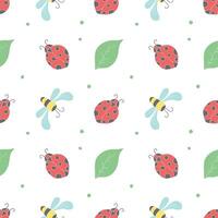 Seamless pattern with ladybugs. Summer ladybugs background vector