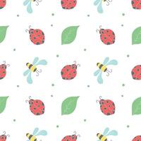 Seamless pattern with ladybugs. Summer ladybugs background vector