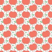 Seamless apple pattern. Colored seamless doodle pattern with red apples vector