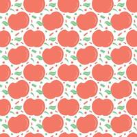 Seamless apple pattern. Colored seamless doodle pattern with red apples vector