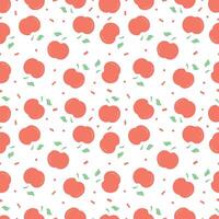 Seamless apple pattern. Colored seamless doodle pattern with red apples vector