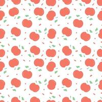 Seamless apple pattern. Colored seamless doodle pattern with red apples vector