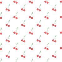 Seamless cherry pattern. Doodle vector with red cherry icons. Vintage cherry pattern