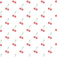 Seamless cherry pattern. Doodle vector with red cherry icons. Vintage cherry pattern