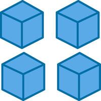 Cube Filled Blue  Icon vector