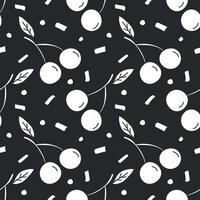Seamless cherry pattern. Doodle vector with red cherry icons. Vintage cherry pattern