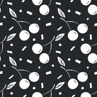 Seamless cherry pattern. Doodle vector with red cherry icons. Vintage cherry pattern