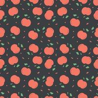 Seamless apple pattern. Colored seamless doodle pattern with red apples vector