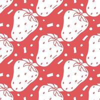Seamless strawberries pattern. Doodle vector with red strawberries icons. Vintage strawberries pattern