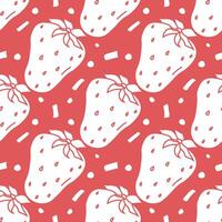 Seamless strawberries pattern. Doodle vector with red strawberries icons. Vintage strawberries pattern