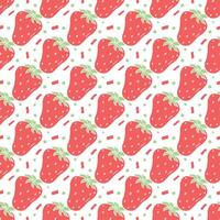 Seamless strawberries pattern. Doodle vector with red strawberries icons. Vintage strawberries pattern