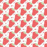 Seamless strawberries pattern. Doodle vector with red strawberries icons. Vintage strawberries pattern