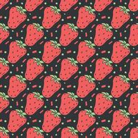 Seamless strawberries pattern. Doodle vector with red strawberries icons. Vintage strawberries pattern