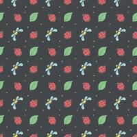Seamless pattern with ladybugs. Summer ladybugs background vector