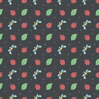 Seamless pattern with ladybugs. Summer ladybugs background vector