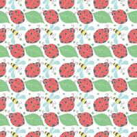 Seamless pattern with ladybugs. Summer ladybugs background vector