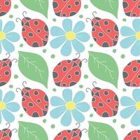 Seamless pattern with ladybugs. Summer ladybugs background vector