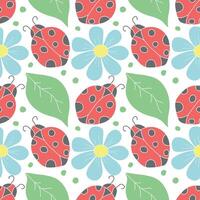 Seamless pattern with ladybugs. Summer ladybugs background vector