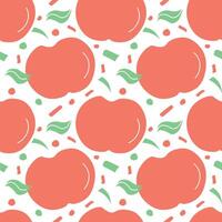 Seamless apple pattern. Colored seamless doodle pattern with red apples vector