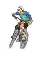 A man riding bicycle jumping vector for background design.