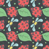 Seamless pattern with ladybugs. Summer ladybugs background vector