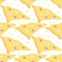 Seamless pizza pattern. Black and white pizza background. Doodle vector pizza illustration. Fast food vector pattern