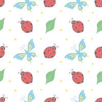 Seamless pattern with ladybugs. Summer ladybugs background vector