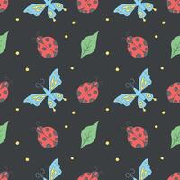 Seamless pattern with ladybugs. Summer ladybugs background vector