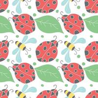 Seamless pattern with ladybugs. Summer ladybugs background vector