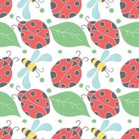 Seamless pattern with ladybugs. Summer ladybugs background vector