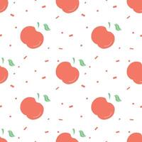 Seamless apple pattern. Colored seamless doodle pattern with red apples vector